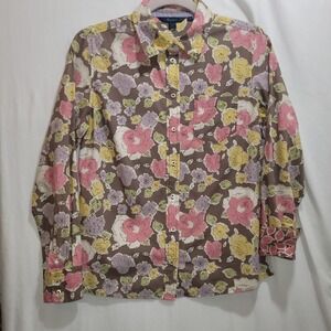 Boden Shirt Lot (2) Women's Size 12 Gray Cotton Floral & Circle Prints Blouses‎